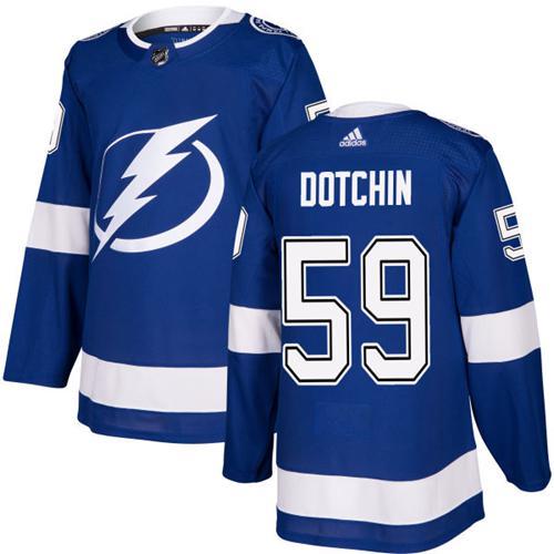 Adidas Lightning #59 Jake Dotchin Blue Home Authentic Stitched NHL Jersey - Click Image to Close